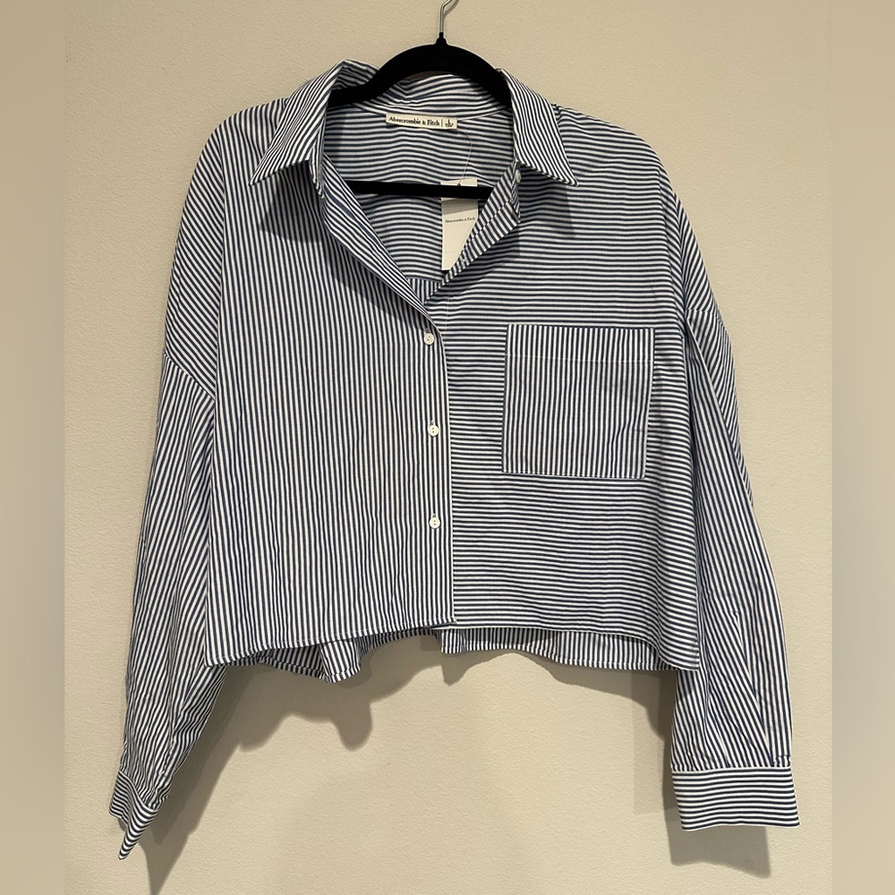 Abercrombie Blue and White Striped Shirt